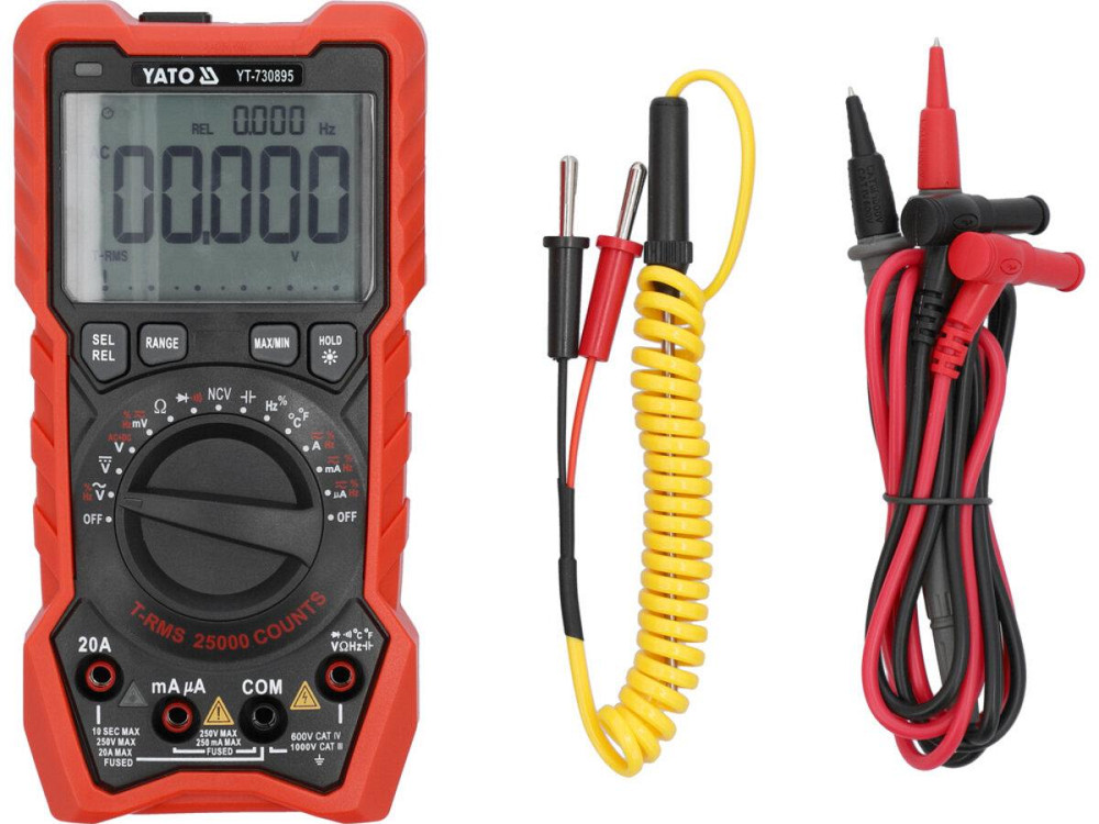 Мультиметр TRUE RMS електричних параметрів YATO з LCD-цифровим діапазоном 25000 від 3х1,5V;AA батар Одеса - фото 1