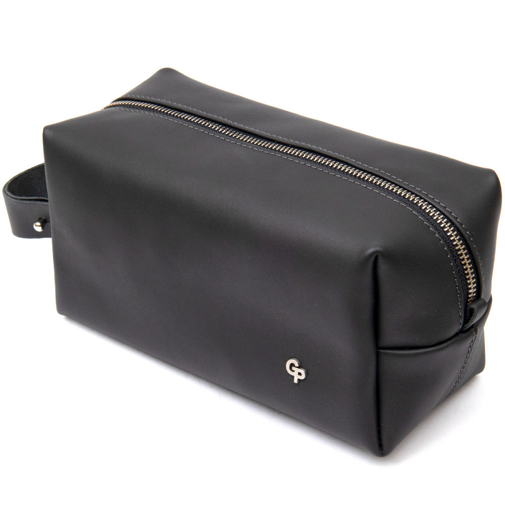 Чоловічий матовий шкіряний несесер Чорний (GRANDE PELLE) Київ - фото 5