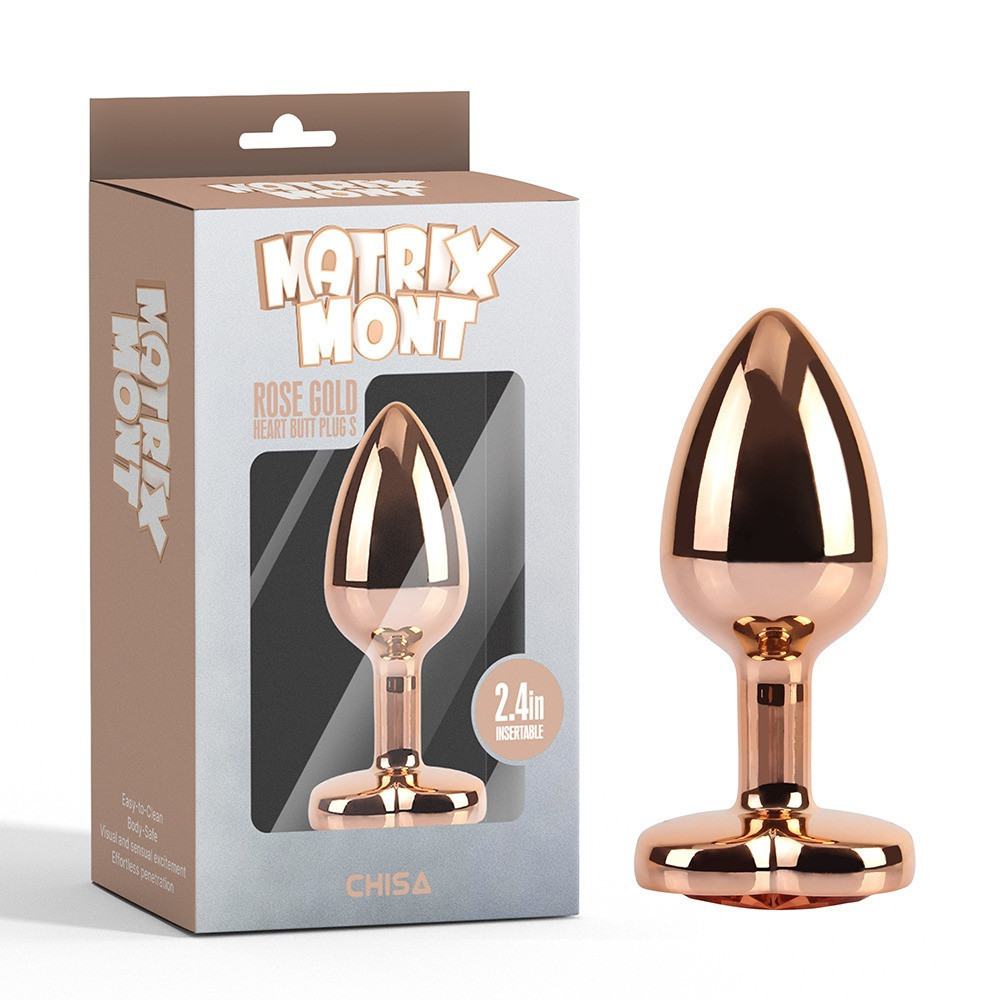 Анальна пробка золота CHISA MATRIX MONT із золотим каменем у формі серця, розмір S Sex Aura Київ - фото 1
