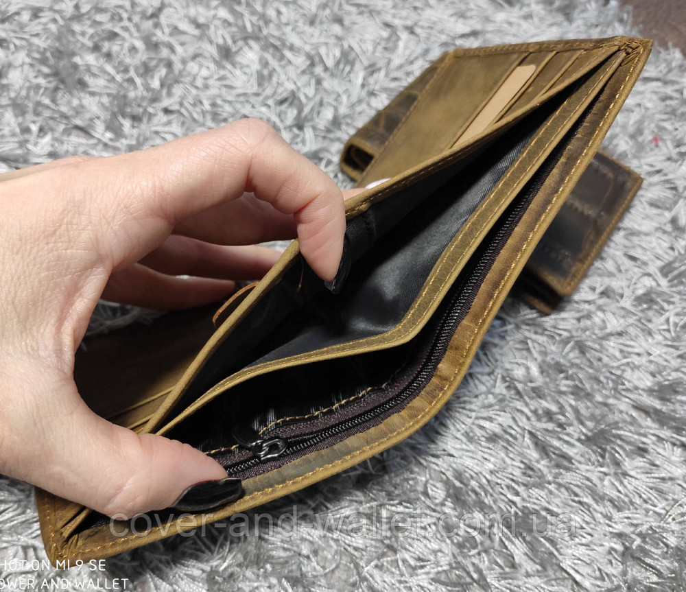 Горизонтальний чоловічий гаманець під шкіру крокодила беж застібки Vintage Київ - фото 8