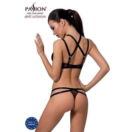 Комплект белья Passion Exclusive HAGAR SET S/M, black, стрепы, трусики и лиф Sex Aura Киев