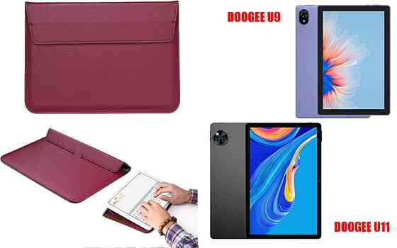 Чохол-конверт VitoCase для Doogee U9, з функцією підставки для планшета Чорний Бордовий Київ