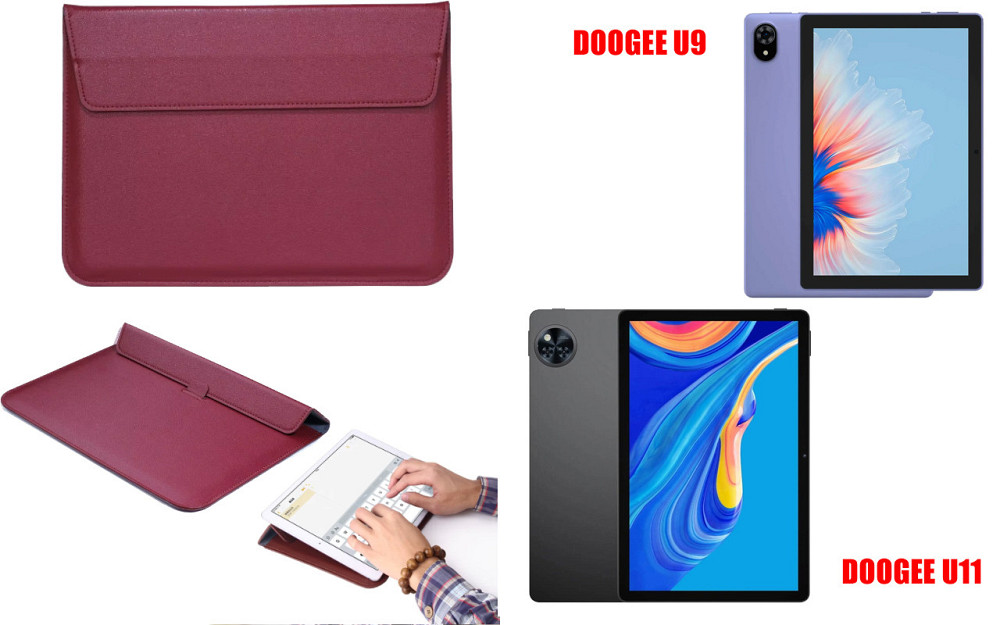 Чохол-конверт VitoCase для Doogee U9, з функцією підставки для планшета Чорний Бордовий Київ - фото 1
