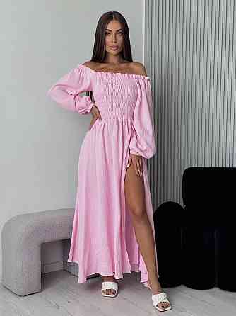 Жіноче романтичне плаття максі з натуральної тканини муслін 100% бавовна Ніжно рожевий, 42/44 Одеса