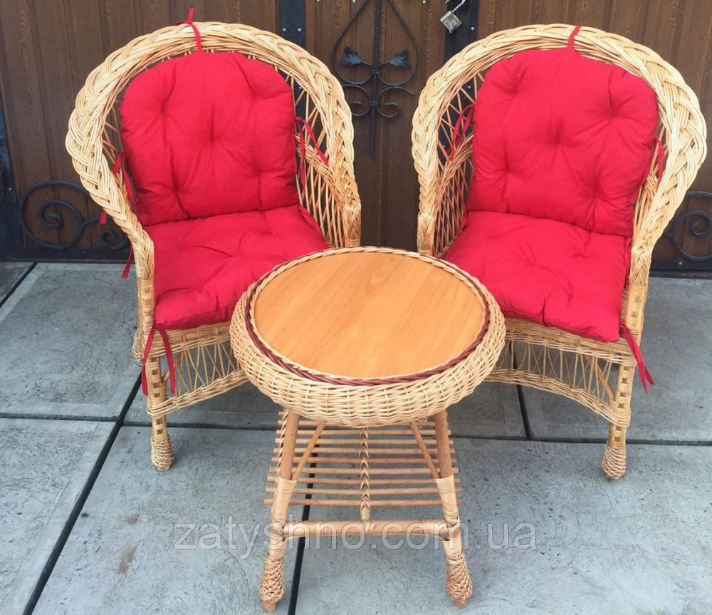 Меблі плетені з лози | набір меблів з подушками | 2 крісла та стіл з лози Київ - фото 3