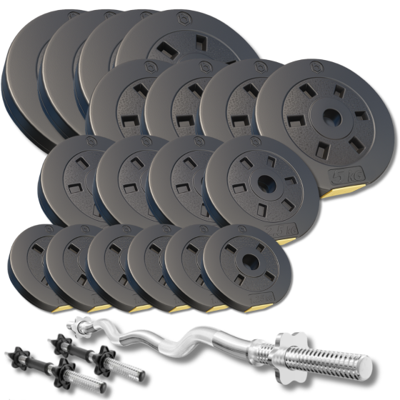 Набір зі штангою та гантелями Besport PowerPro 86кг з w-подібним грифом 120см Київ