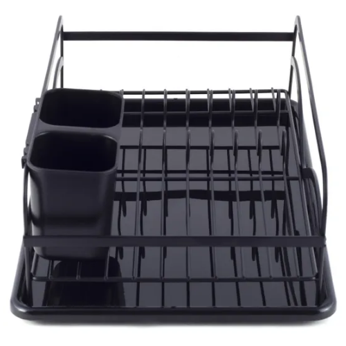 Сушарка для посуду 41,5*13,5*28см з піддоном алюміній чорний 0755 KAMILLE Житомир - изображение 6