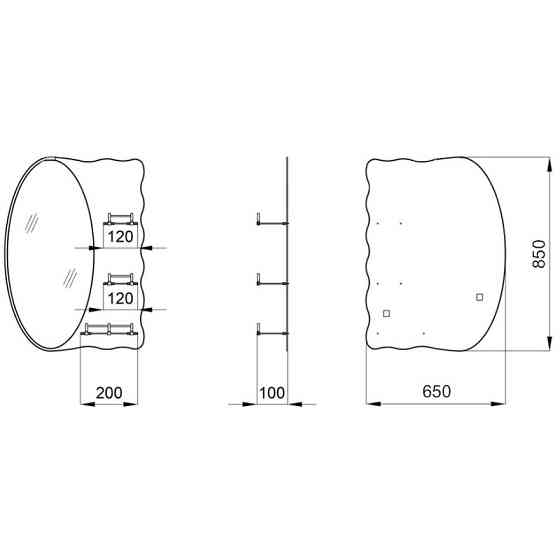 Дзеркало настінне Zerix SOLO MOZ01-650x850x100 асиметричне з 3-ма полицями   ( ZX5625 ) 35474 Харків