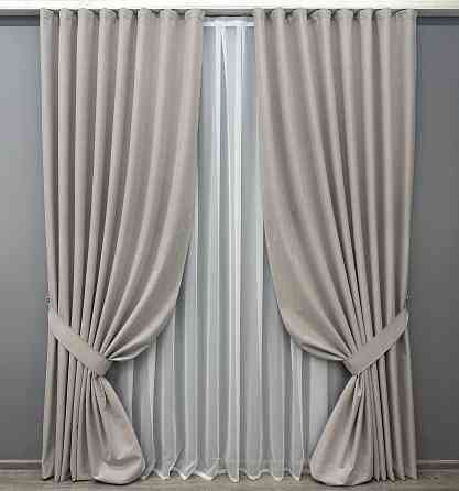 Комплект готовых штор VR-Textil Блэкаут двусторонний ASHEN NIGHT № 1847ш Тауп 200х270 см 2 шт (32-215) Київ