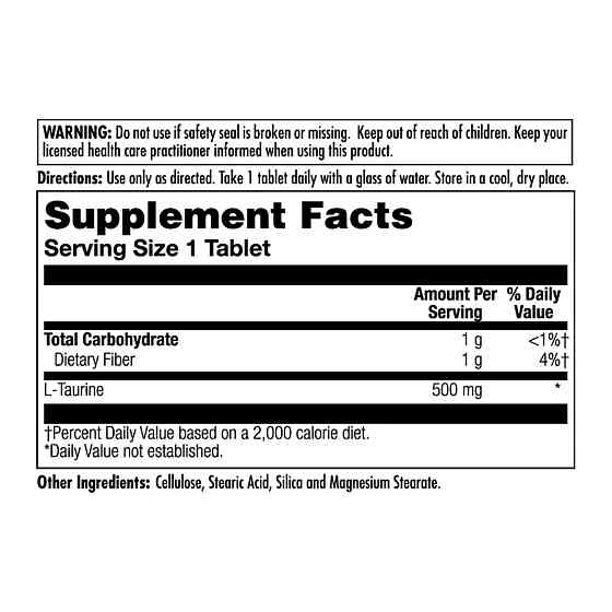 Таурин KAL L-Taurine 500mg 60 табл Київ