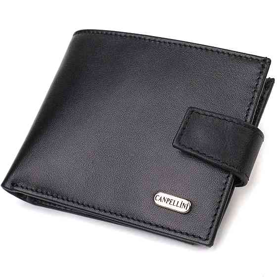 Классическое портмоне для мужчин из натуральной гладкой кожи CANPELLINI 21882 Черное Киев