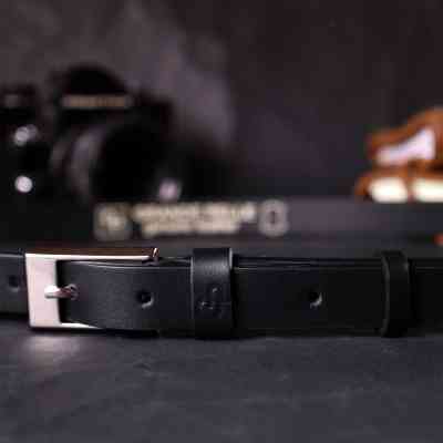 Ремень Grande Pelle Тонкий женский кожаный Черный (11673) Винница