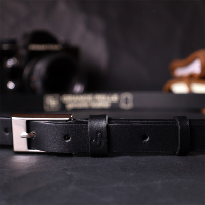 Ремінь Grande Pelle Тонкий жіночий шкіряний Чорний (11673) Вінниця - фото 3