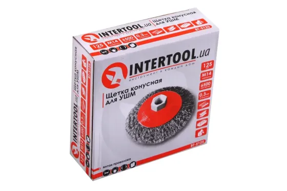 Щітка для УШМ конусна Intertool китова дрота 125ммм Вінниця