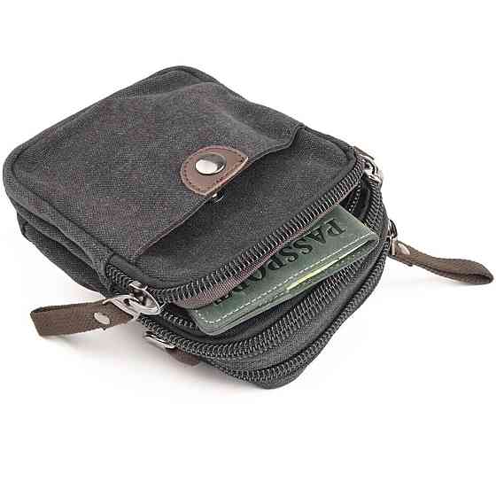 Барсетка текстильна на пояс Vintage 20082 Чорна Київ