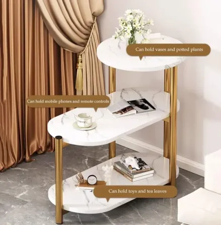 Журнальный мраморный столик с тремя ярусами DASH-5497 65х30х62см Коломия