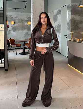 Стильний жіночий велюровий костюм-двійка Шоколадний, 42/46 Одеса