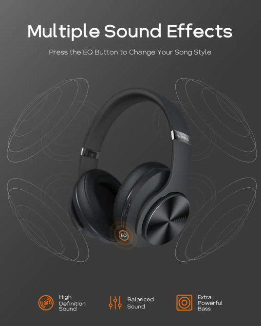Bluetooth-наушники DOQAUS Care 1: 52 часа музыки, 3 режима эквалайзера, Hi-Fi стереозвук и мягкий комфорт Киев - изображение 8