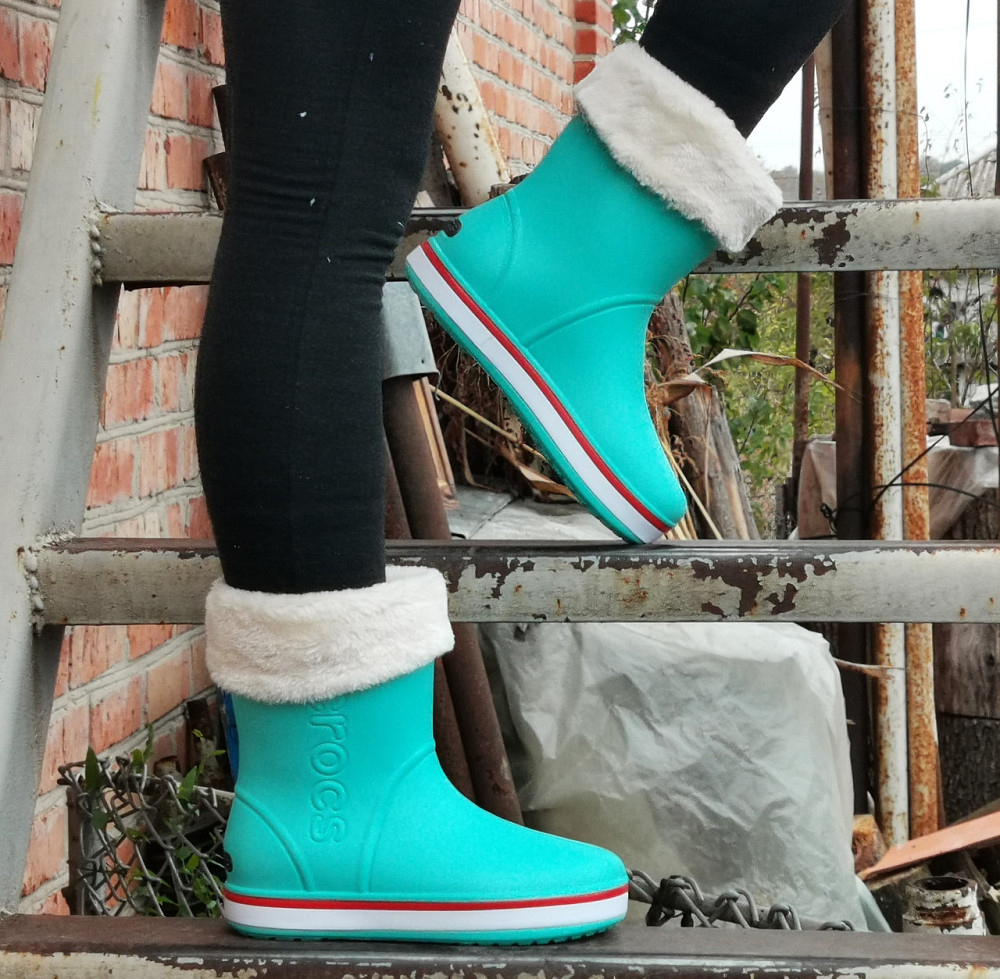 Жіночі Гумові Напівчоботи CROCS Бірюзові Чоботи Крокси Теплі Зимові (розміри: 36,37,38,39,41) — 12 Дніпро - фото 5