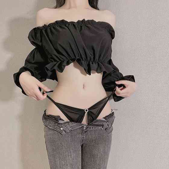 Трусики з розрізом у формі бантика one size чорний Київ