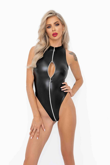 Боді з мокрим ефектом Noir Handmade F294 Powerwetlook bodysuit with front zipper, M Sex Aura Київ - фото 2