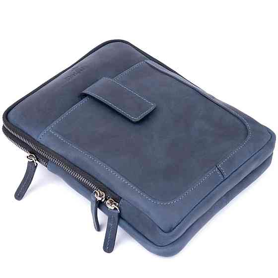 Сумка чоловіча планшет на два відділення вінтажна шкіряна SHVIGEL 11284 Синя Київ