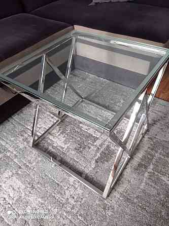 Журнальний столик ZEGNA B прозоре скло/срібло 55X55 Киев