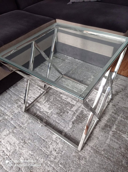 Журнальний столик ZEGNA B прозоре скло/срібло 55X55 Киев - изображение 5