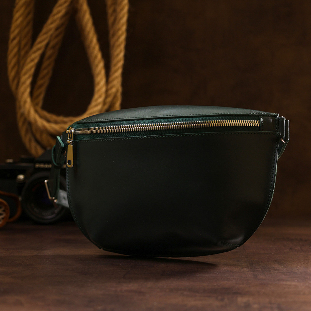 Кожаная женская сумка на пояс Зеленый (SHVIGEL) Киев - изображение 2