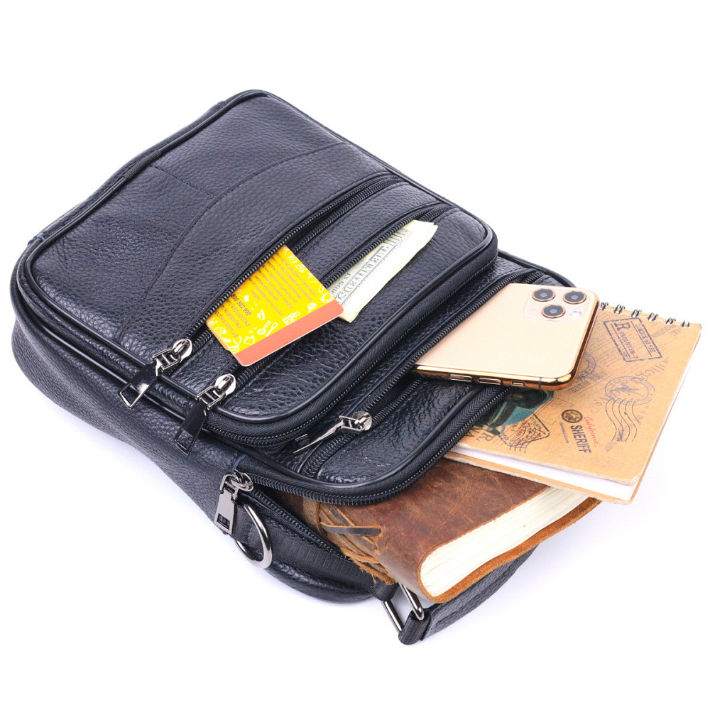 Сумка вертикальна шкіряна Чорна (Vintage) Київ - фото 2