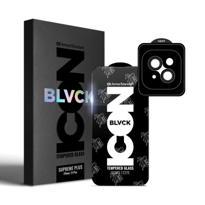 Стекло защитное Armorstandart Supreme Plus Black Icon Apple iPhone 15 Plus (ARM71138) Винница - изображение 1