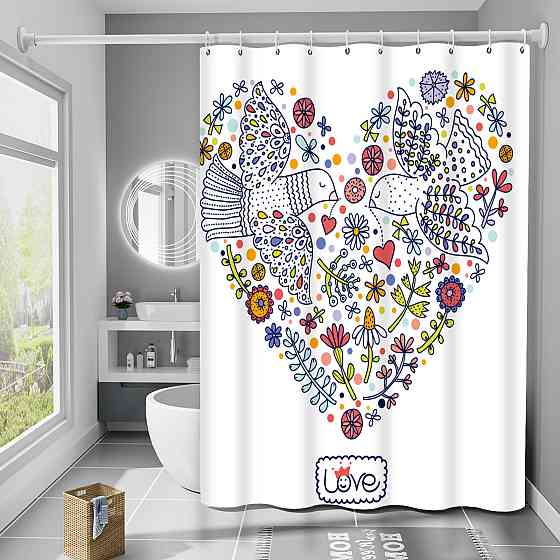 Шторка для ванны из полиэстера водонепроницаемая Bathlux 180x180 см с кольцами, занавеска для ванной комнаты Каменец-Подольский