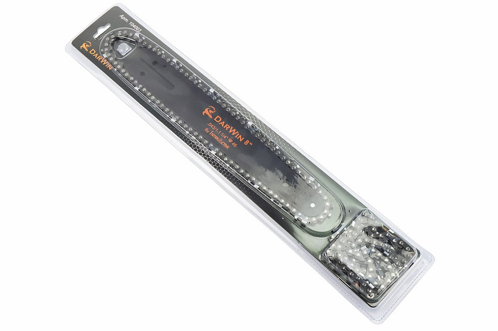 Шина 8"-1,1mm 1/4" 46зв L-24см (Підходить на акумуляторну міні-пилу)  + ланцюг 1/4"-1,1mm-46зв. круг. зуб-2шт, на блістері Киев - изображение 1