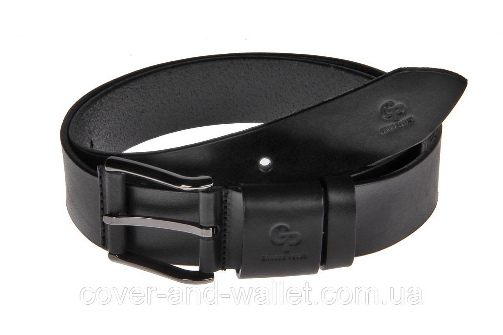 Широкий джинсовий чоловічий ремінь із натуральної шкіри Grande Pelle Calvin (Чорний) Київ - фото 5