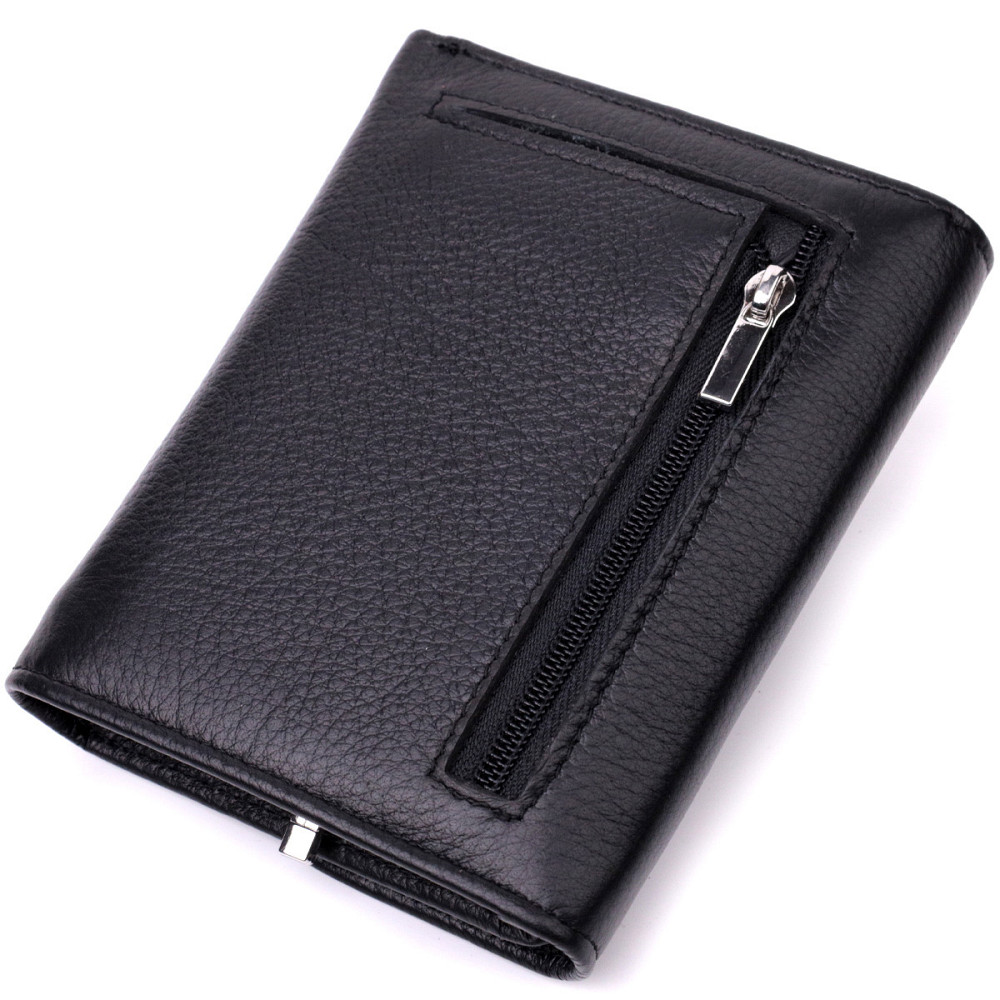 Симпатичний жіночий гаманець із монетницею з натуральної шкіри ST Leather 19481 Чорний Київ - фото 2