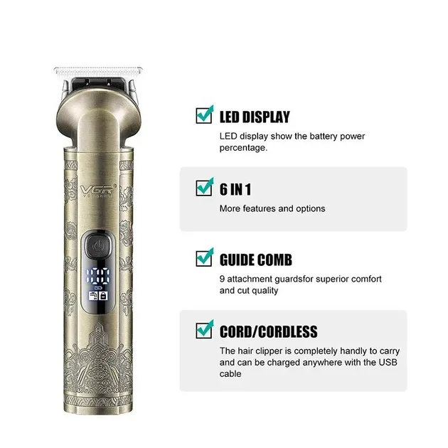 Аккумуляторная машинка для стрижки VGR V-110 pr со сменными насадками,щетка для очистки,зарядка USB Одесса - изображение 6