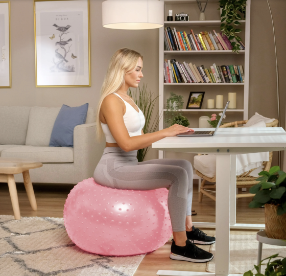 Фітбол масажний Hop-Sport 65см рожевий + насос Київ