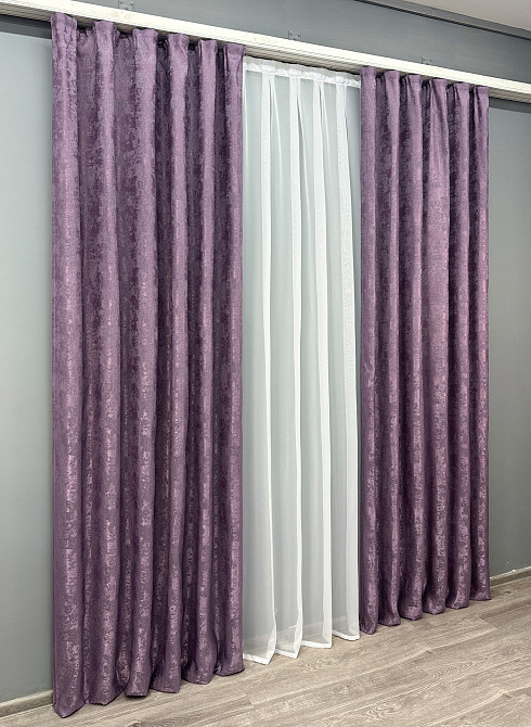 Комплект готових штор VR-Textil Жакард Sultan XO № 1145ш Фіолетовий 100х290 см 2 шт (31-0076) Київ - фото 4