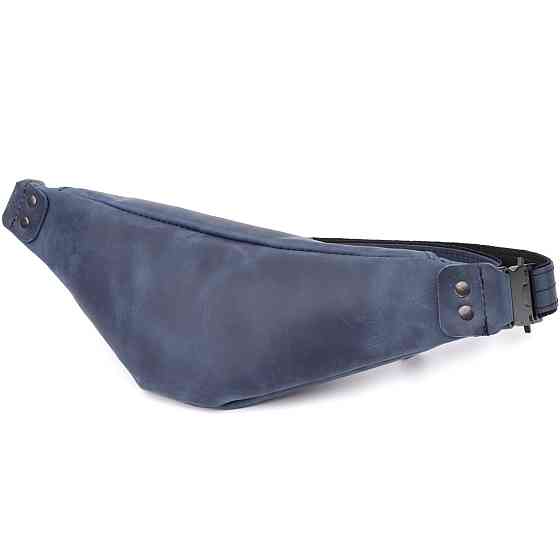 Чоловіча зручна бананка з натуральної вінтажної шкіри Синій (SHVIGEL) Київ