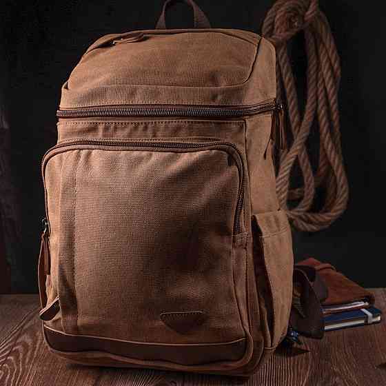 Текстильный большой рюкзак с карманом для ноутбука Vintage sale_15075 Песочный Киев