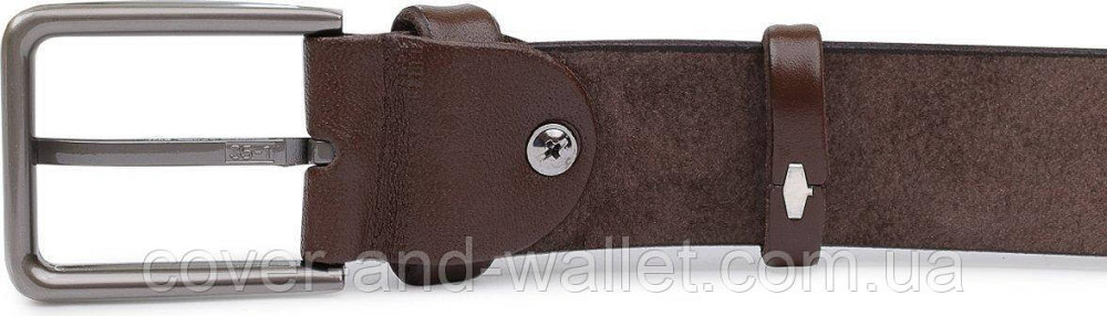 Довгий чоловічий ремінь батал з натуральної шкіри коричневого кольору 40 мм Puos Київ - фото 5