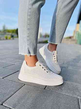 Lonza Жіночі кеди з натуральної шкіри білі весна - літо LONZA / Стильні кеди літні шкіряні р.38 Коломия