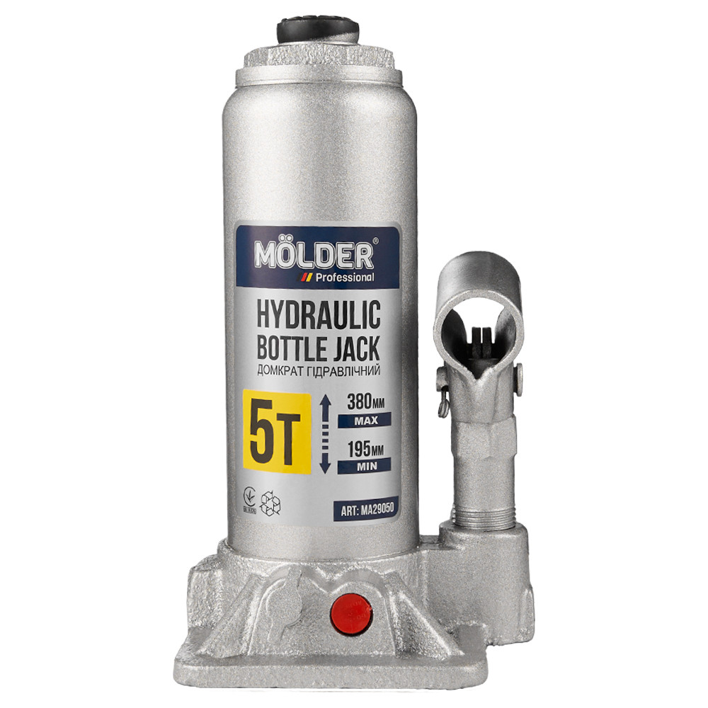 Домкрат гідравлічний пляшковий Molder 5т 195-380мм Львів - фото 1