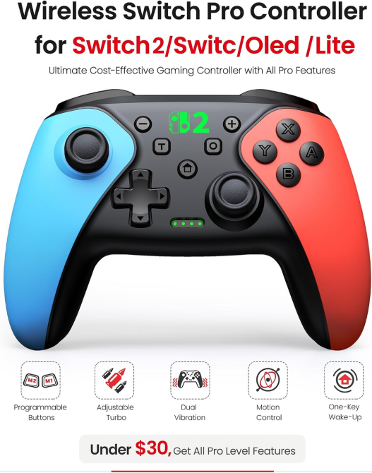 Беспроводной геймпад BEBONCOOL H109 для Switch 2/Switch/OLED/Lite/PC/iOS/Android, Turbo, макросы, вибрация Киев - изображение 3