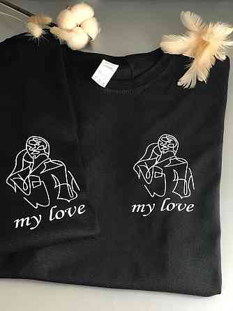 Парні футболки для хлопця та дівчини з абстрактним принтом MY LOVE Чернівці