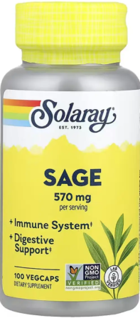 Шалфей Solaray Organically Grown Sage Leaf 570mg 100 вег капс Киев