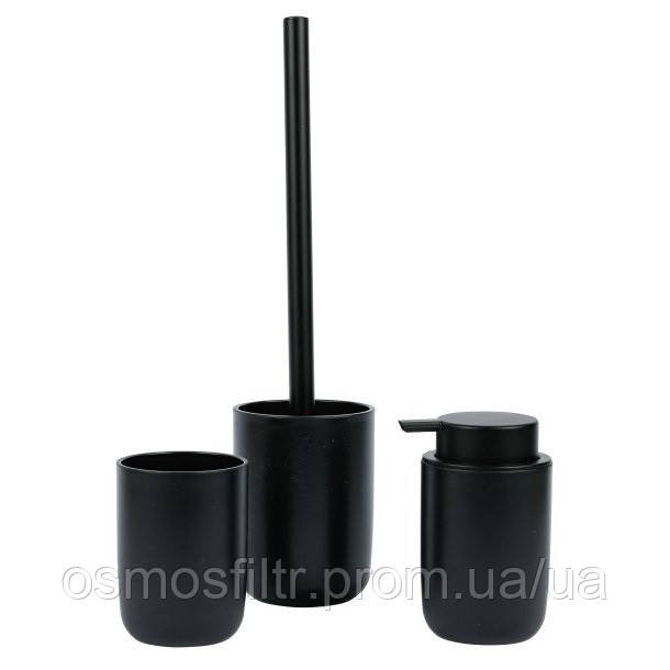 Набір для ванної кімнати Axentia 3 шт пластик чорний матовий (135951) Київ - фото 1