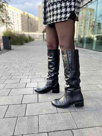 Valiente Чоботи жіночі VALIENTE чорні натуральна шкіра висота 41см обхват 37-38см каблук 8см (4 Коломия