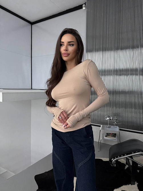 Жіноча романтична кофта з відкритою спиною з віскози Бежевий, 46/48 Одеса - фото 3