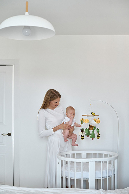 Дитячий музичний мобіль на ліжечко для немовлят WooolyWool «Бджілки» з 35 мелодіями Київ - фото 9